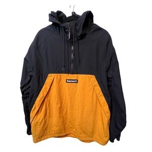 Timberland Pullover Jacket L/G Black Orange Windbreaker Hooded Anorak